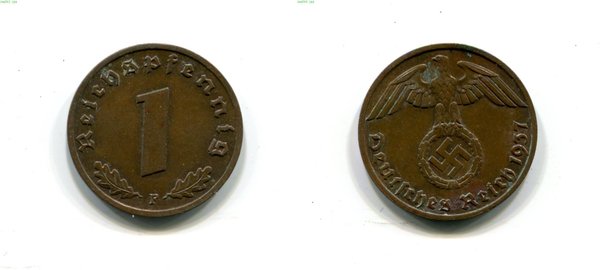 Drittes Reich 1 Reichspfennig 1937 F Erh. Stgl. Jäger 361