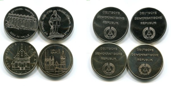 4 Medaillen DDR, Händeldenkmal in Halle, Dom in Halle, Rathaus Wernigerode, Halle an der Saale