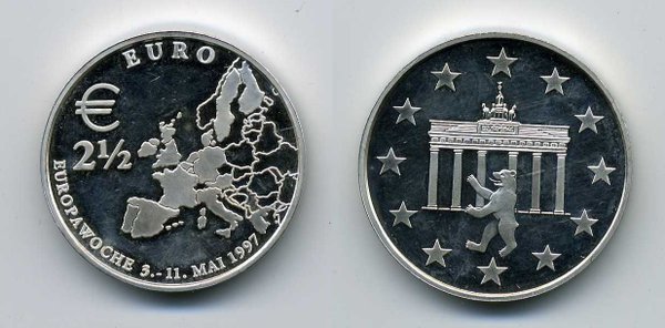 Medaille Europawoche Berlin 1997 2 1/2 Euro