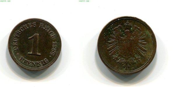 1 Pfennig Kaiserreich 1888 F Erhaltung: schön