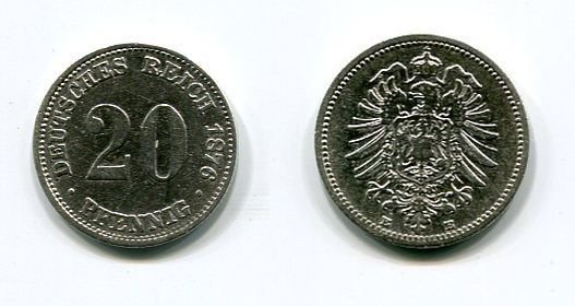 20 Pfennig Kaiserreich  1876 E Erhaltung: ss