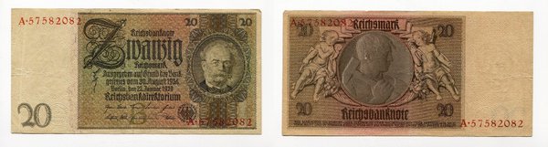 20 Reichsmark 22.1.1929 Erh. II Rosenberg 174 b