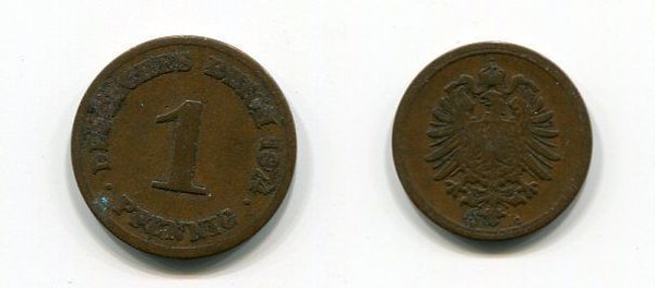 1 Pfennig Kaiserreich 1874 C Erhaltung: ss Jäger 1