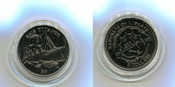 Liberia 1998 5 Dollars Untergang Titanic