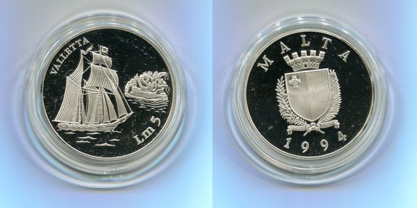 Malta 1994 VALLETTA Erh. PP 925 Silber 31,49 gr.